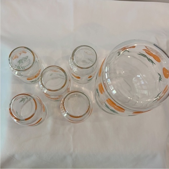 Vintage Orange Juice‎ Carafe Decanter 5 Matching Juice Glasses - Picture 8 of 11